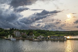 Sunset over Brownsea Castle, Brownsea Island, Poole, Dorset, England, United Kingdom