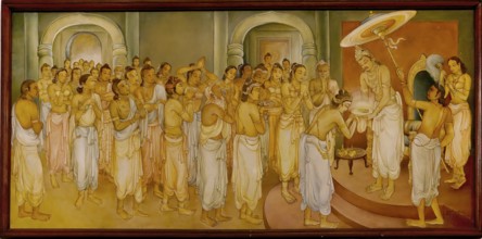 Temple of the sacred Tooth Relic or Sri Dalada Maligawa, Painted panel depicting the history of the