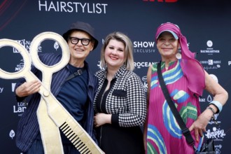 Rolf Scheider, Janine Becker and Barbara Engel at the VIP opening of the new Deinhard Salon Am