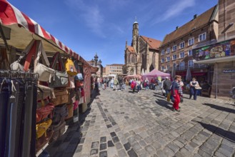 Church of Our Lady, church, pedestrian zone, square, historical buildings, market, market stalls,