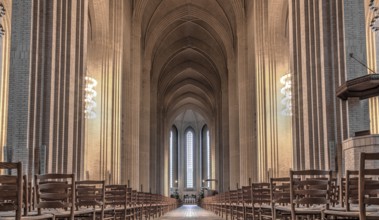 Copenhagen, Denmark, January 03, 2017: Interior photography of the impressive hall in Grundtvigs