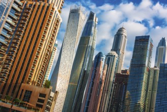 Modern residential architecture of Dubai Marina, United Arab Emirates