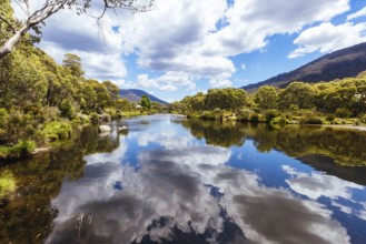 The walking and biking trails along the Thredbo River near Bullocks Hut at Lake Crackenback, New