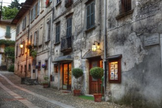 Alley, Old Town, Orta San Giulio, on Lake Orta, Province of Novara, Piedmont, Lago d'Orta, Italy