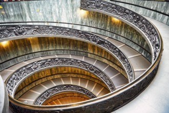 Bramante double helix staircase in Vatican Museums. Rome Italy