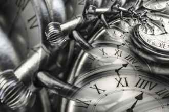 Droste effect background with infinite clock spiral. Abstract design for concepts related to time