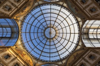 MILAN, ITALY - CIRCA AUGUST 2020: Architecture in Milan fashion Gallery, Italy. Dome roof