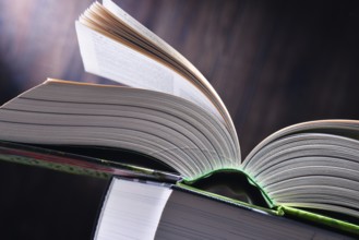Composition with open book on the table