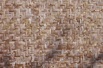 Retro, old, vintage woven straw wall mat background or texture