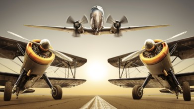 historical aircrafts on a runway