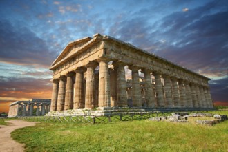 The ancient Doric Greek Temple of Hera of Paestum built in about 460-450 BC. Paestum archaeological