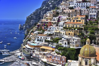 City of Positano on Amalfi coast in the province of Salerno, Campania, Italy