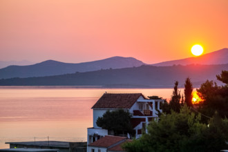 Beautiful Sunrise over the Seaside in Croatia in summer. Beautiful Sunrise over the Seaside in