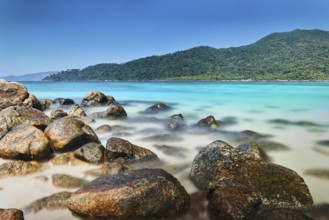 Amazing turquoise sea on tropical island. Landscape, vacation, summer travel concept