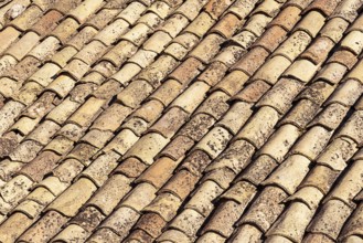 Old tiles on a roof in Sicily, Italy