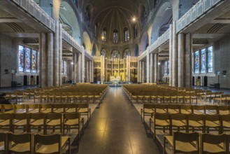 Koekelberg, Brussels capital Region Belgium, 09 30 2019 Interior design of the catholic basilica of