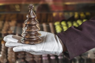 Chocolate christmas tree in a shop