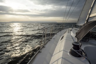 Sailing on a sailing yacht on the ocean