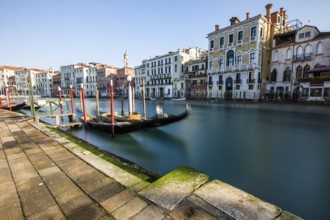 Gondola jetty on the Grand Canal, long exposure, Venice, Italy