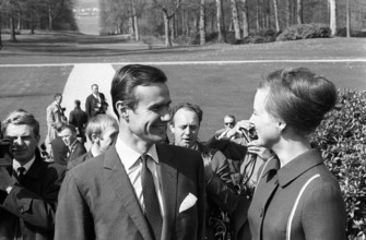 Margrethe II of Denmark. Pictured with Henri de Laborde de Monpezat at Fredensborg palace in