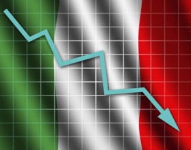 The Italian flag and arrow graph going down
