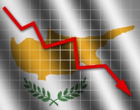 The Cypriot flag and arrow graph going down