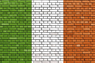 Flag of Ireland painted on brick wall