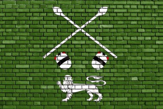 Flag of Ankole painted on brick wall