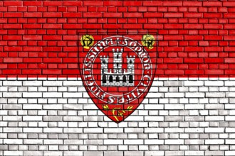 Flag of Sopron painted on brick wall
