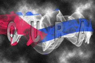 Cuba Flag with Starry Background Smoke Effect
