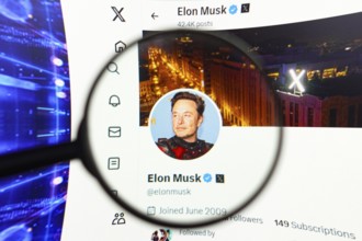 April 17, 2024, Brazil. In this photo illustration, the Elon Musk's official profile, on the social