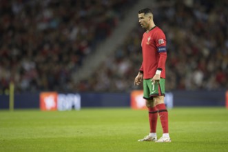 Football match, captain Cristiano RONALDO CR7 Portugal in front of the free kick with view to the