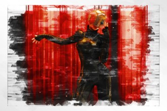 Artistic 3D illustration of a science-fiction female
