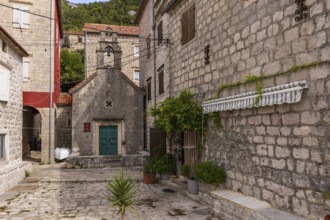Perast, Montenegro, September 21, 2023: View of the historic town at famous Bay of Kotor with old