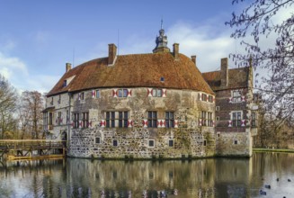 Vischering Castle in Ludinghausen, North Rhine-Westphalia is the most typical moated castle in the