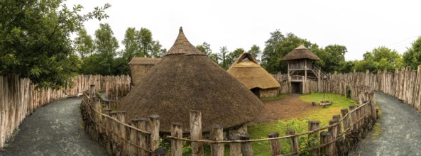 Wexford, Ireland, 18 August, 2022: panorama view of a reconstructed early medieval ringfort in the