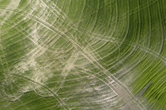 Aerial photographic documentation of drawings left after tillage in Tuscany Italy