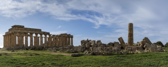 Castelvetrano, Italy, 3 Janaury, 2024: view of Temple E and Temple F at Selinus in Sicily