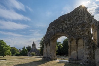 Glastonbury, United Kingdom, 1 September, 2022: view of the ruins of the Choir at the Glastonbury