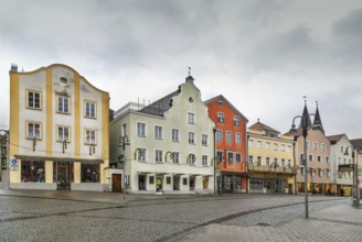 Main market square with historical houses in Eichstatt, Germany