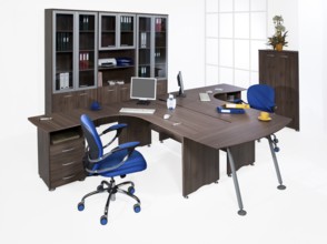 Office furniture on a white background, Novosibirsk, Russia