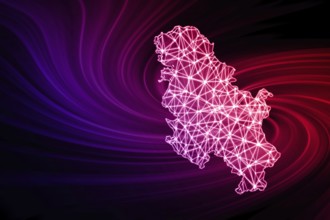 Map of Serbia, Polygonal mesh line map, modern map