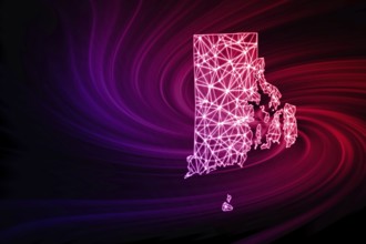 Map of Rhode Island, Polygonal mesh line map, modern map