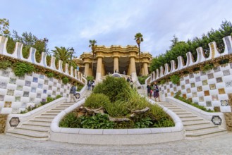 The dragon staircase of Park Guell in Barcelona, Spain