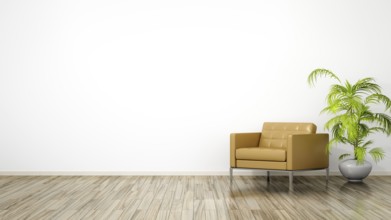 A room with an armchair and space for your content