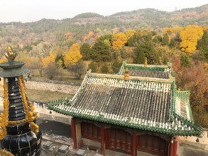 Aerial view of The Temple of Universal Happiness, Pule si, also called the round Pavillion, this
