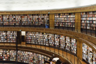 Stockholm, Sweden, August 8, 2019: Interior view of Stockholm Public Library, an iconic building