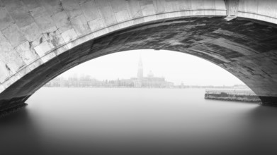 The Campanile of San Giorgio Maggiore in the lagoon of Venice, Italy