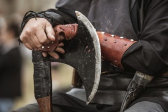 Detail of the ax of medieval executioner in Lubiaz, Poland