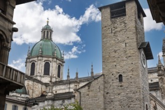 Architectural detail of the roof of the Como cathedral, Italy